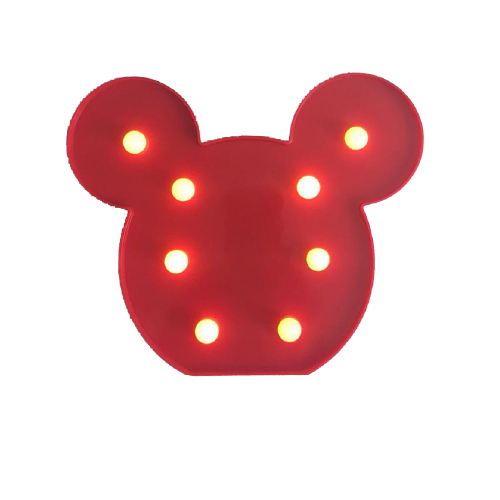 Velador Mickey rojo a pilas AA